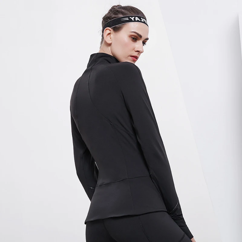 Women's Autumn Sports Jacket Elastic Training Breathable Long Sleeve Solid Running Windproof