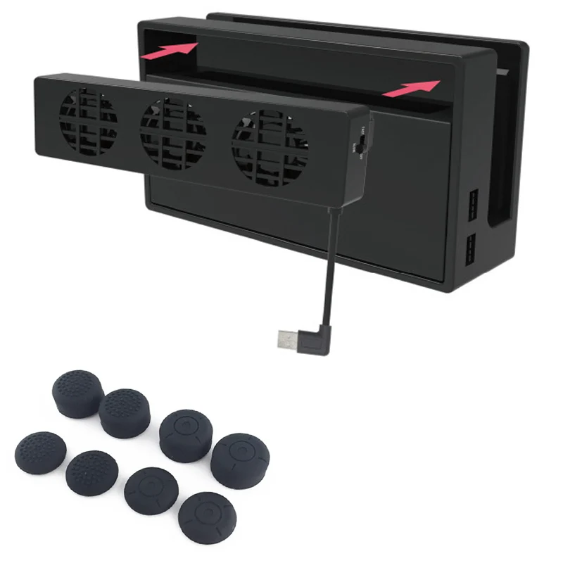 

Cooling Fan , Cooling stand, Cooler with 3 Fans For Nintend Switch NS Gaming Console Super Turbo Temperature Control+8pcs caps