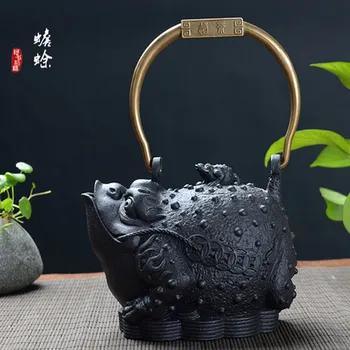 

1200ml Japan Southern Cast iron Kettle Money Toad Pure Handmade Cast Iron Pot Old Iron Tea Pot Boiled Water Iron Tea Kettle