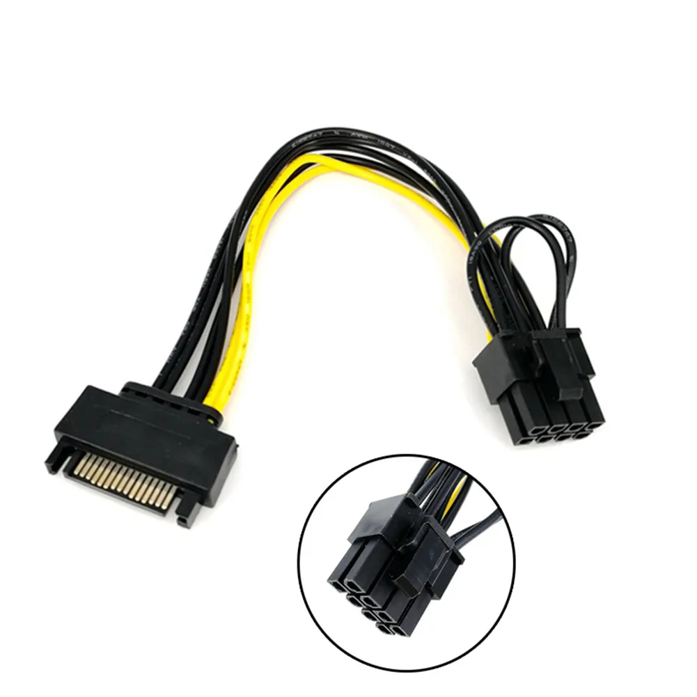1/2/4/6/8/10 шт 15Pin SATA папа к 8pin PCI-E Женский адаптер питания для видеокарты кабель @ JH |