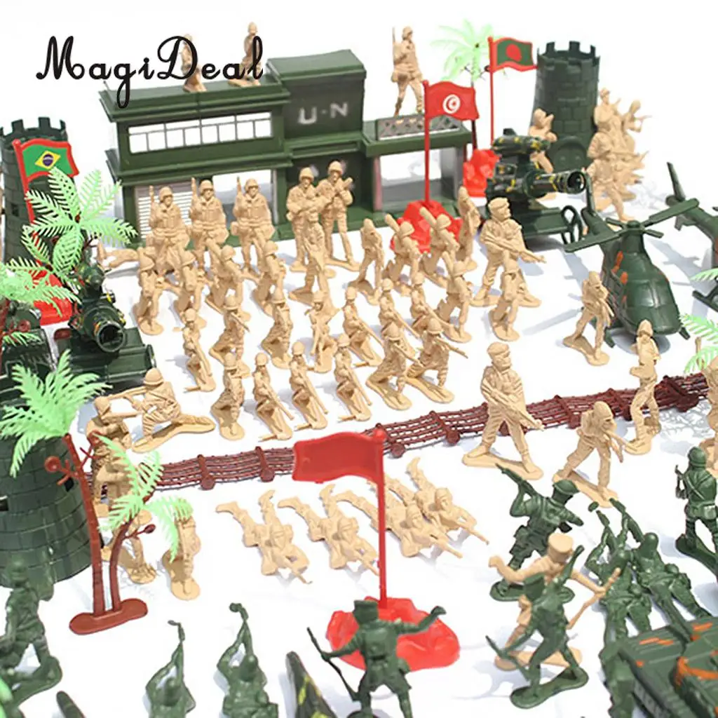 188 Pieces Army Men Playset 5cm Soldier Action Figures with Tanks Planes Flags&More Assorted Accessories Boys Kids Toys Gift