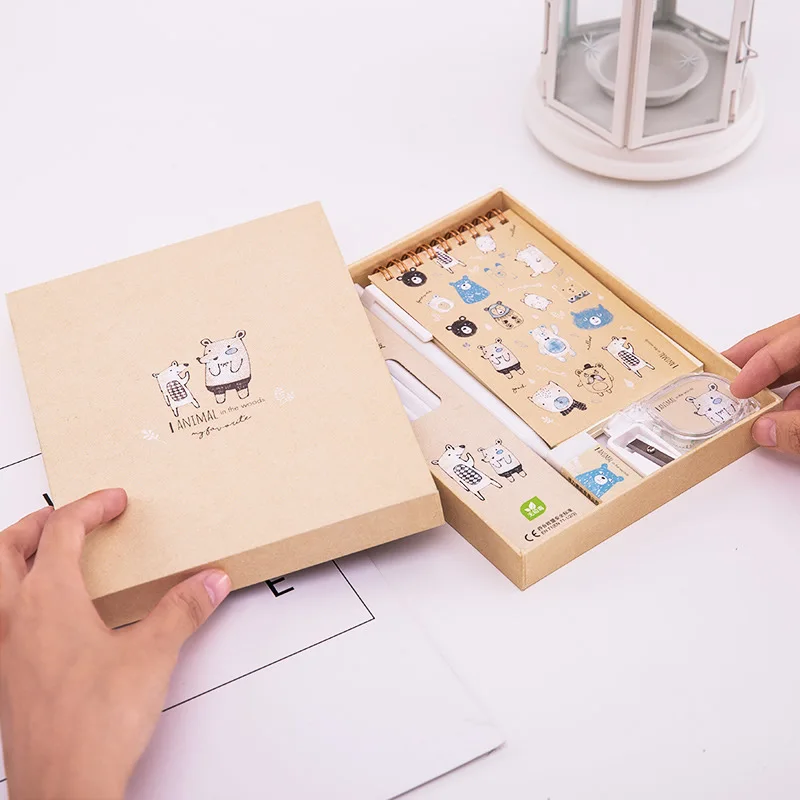 

Primary and Middle School Stationery Set Creative Simple Pencil Gel Pen Writing Gift Box Note Book
