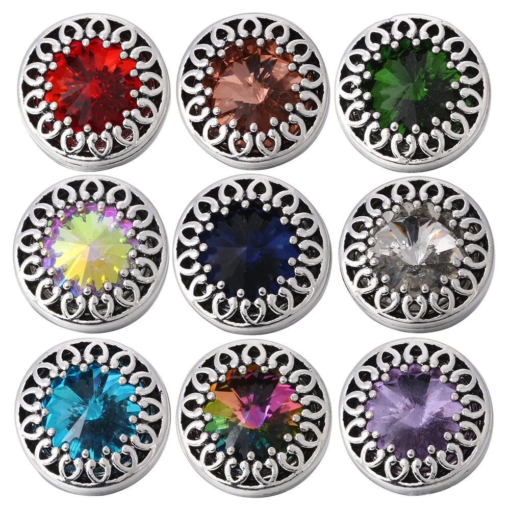 

5pcs/lot 2019 Snap Jewelry High Quality Hollow Box Crystal Flower 18mm Snap Button Bracelet DIY Ginger Button Snap Jewelry