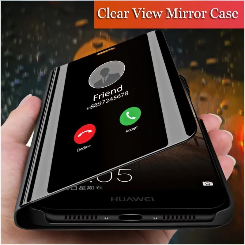 For Samsung Galaxy S10E Smart Clear View Mirror Flip Rugged Stand Back Cover S10 Plus Luxury Leather Rubber Case | Мобильные