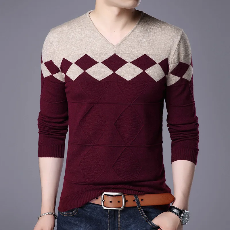 Новинка, зимний мужской тонкий свитер, модный Повседневный свитер с v-образным вырезом и подходящей головкой, молодежный Мужской свитер 3XL