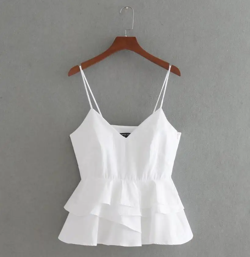 

white short-cut top women Summer 2017 sleeveless Tops With a neck strap Femme spicy shortened