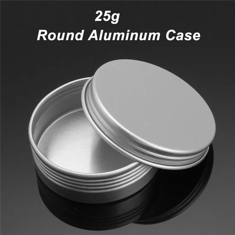 

24pcs 25g Empty Aluminum Cans Silver Round Cosmetic Cream Jar Hair Wax Case Lip Balm Container Makeup Tin Pot + Screw Thread L