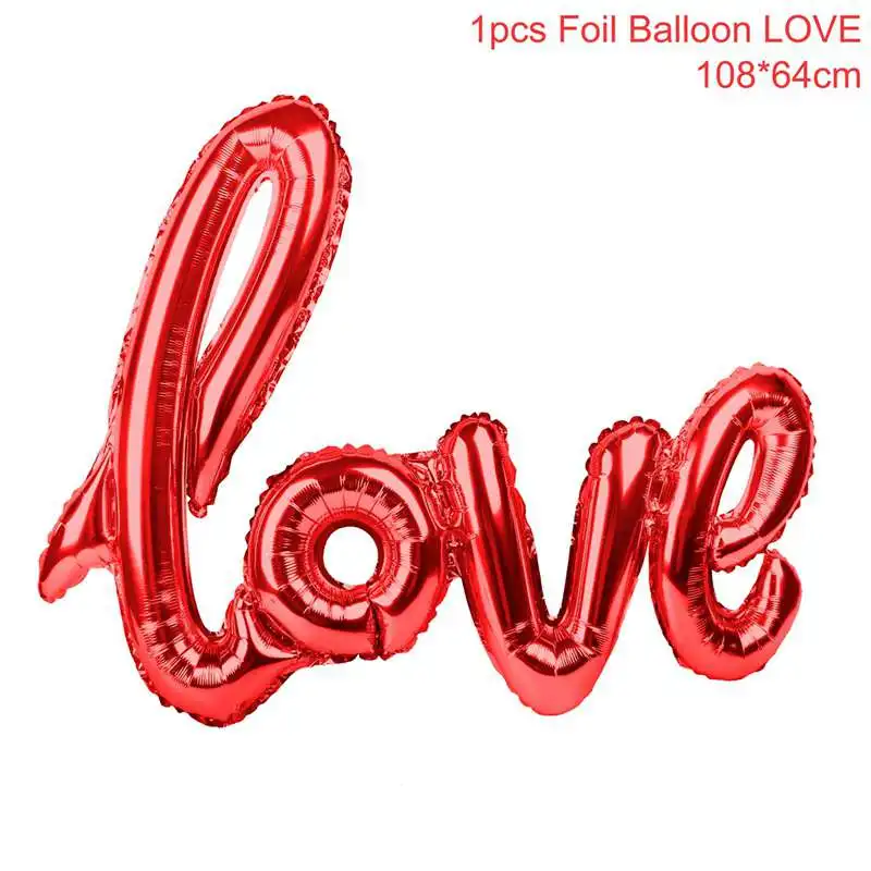 FENGRISE 1pc Giant Love Balloons Rose Gold Letter Ballon Wedding Party Decoration Valentines Day Gift Supplies Bride Foil Baloon шары воздушные воздушные шары - Цвет: Red love