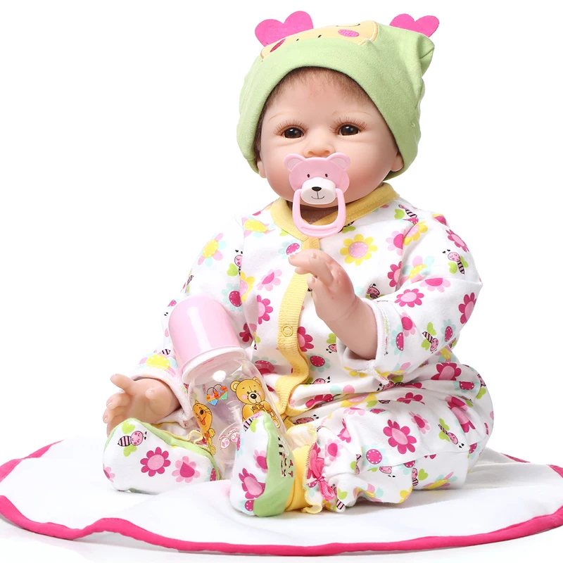 

22-InchSilicone Reborn Baby Lifelike Girl Dolls Little helper Baby Alive Stuffed Body bonecas reborn