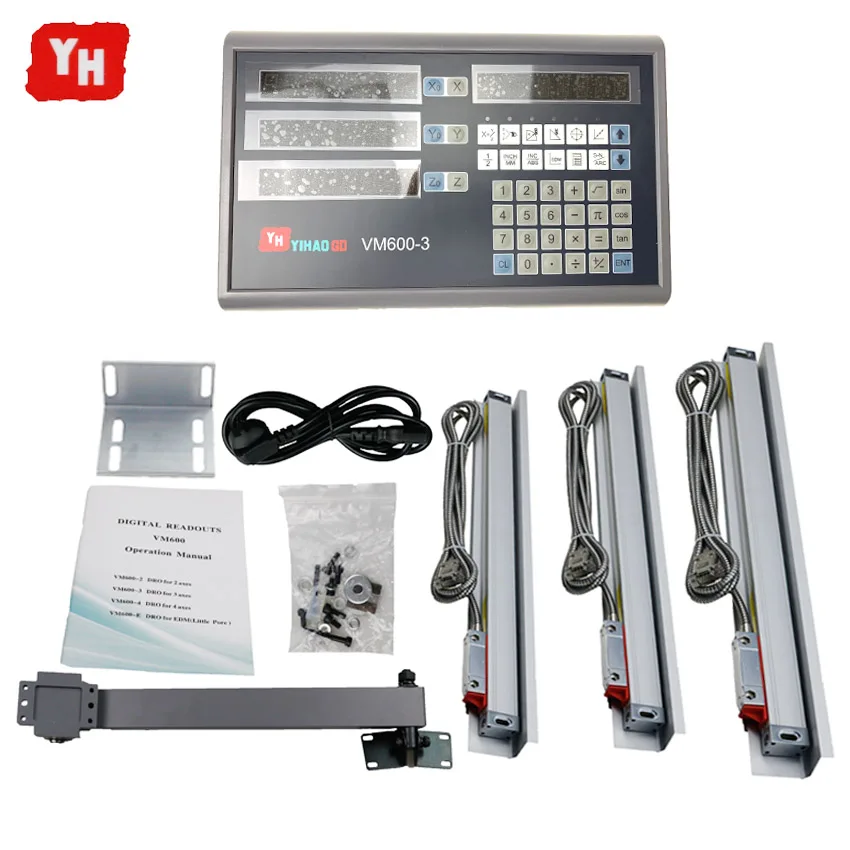

Complete 3 Digital Readout Dro Set and 3 PCS 5U Linear Optical Dimensions Linear Scales Stroke length 400mm 500mm 600mm 700mm