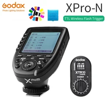Godox XPro-N Flash Trigger Transmitter with i-TTL II 2.4G Wireless X System HSS LCD Screen + XTR-16 Receiver for Nikon DSLR godox xpro n xpro c ttl 2 4g wireless flash trigger 1 8000s hss ttl convert manual function transmitter for nikon for canon dslr