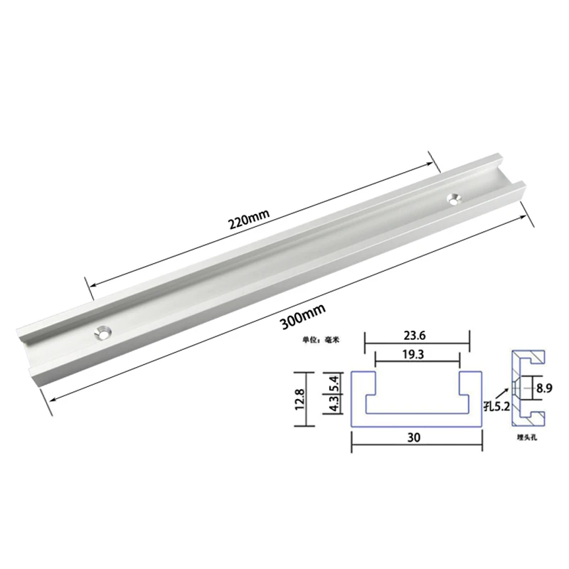 300/400/500/600/800 мм t-треки Алюминий слот трек джиг приспособление деревообрабатывающий инструмент для фрезерный станок пилы - Цвет: 300mm