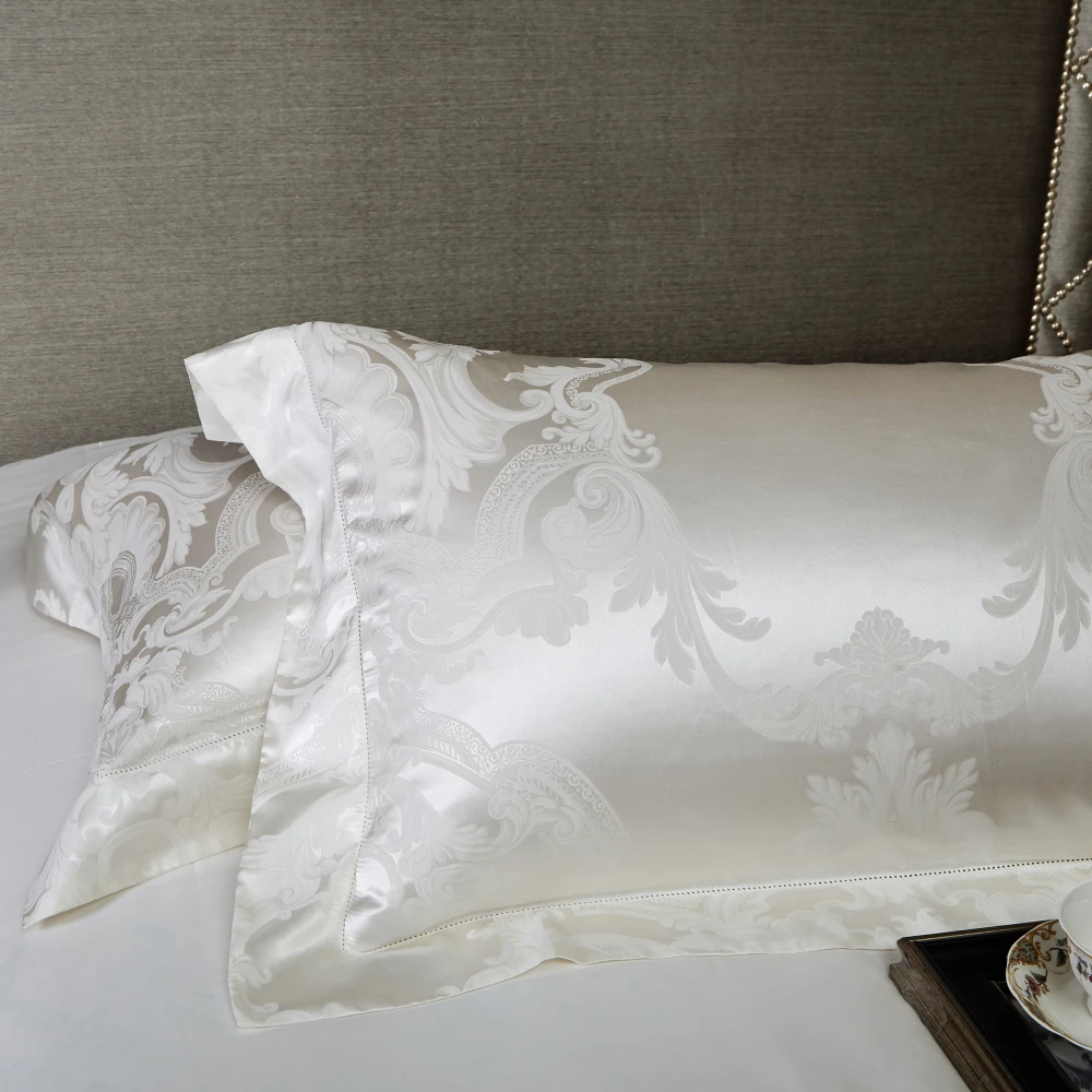 HS الفاخرة الأوروبية نمط 19 Momme التوت الحرير 4 قطع الفراش مجموعات الملك حجم طاقم غرفة نوم المنزل المنسوجات للمنزل