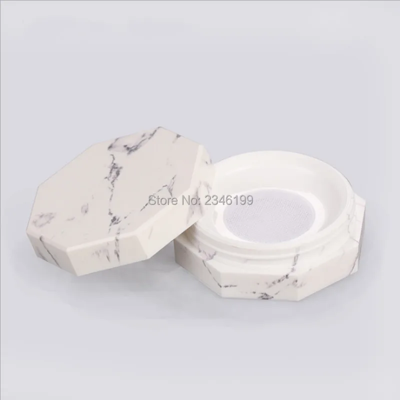 Empty Loose Powder Case 10g Octagon White Marbling Honey Powder Case 20g Empty Cosmetic Container Pearl Powder Packaging (5)