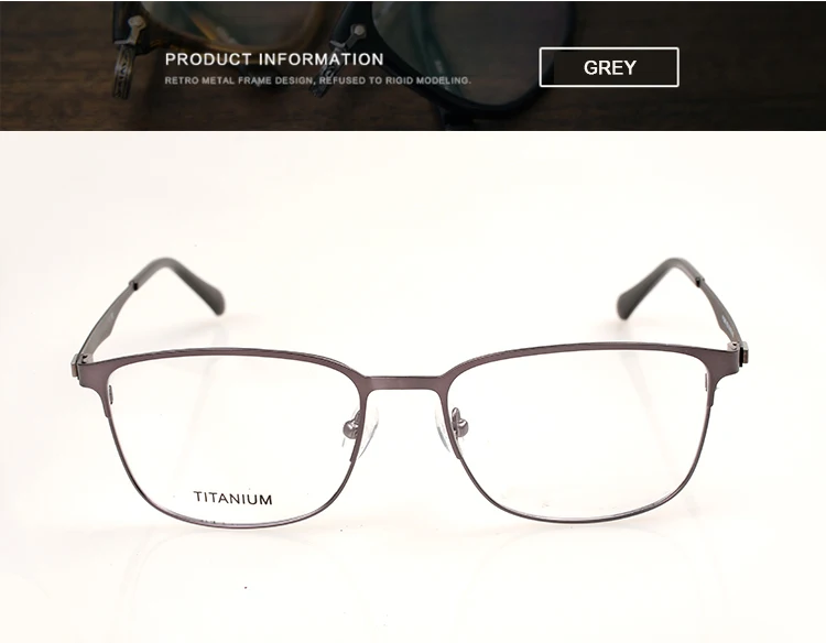 Титан Круглый очки рамки для мужчин широкий gafas Оптический очки при близорукости негабаритные очки глаз зрелище для мужчин - Frame Color: Grey
