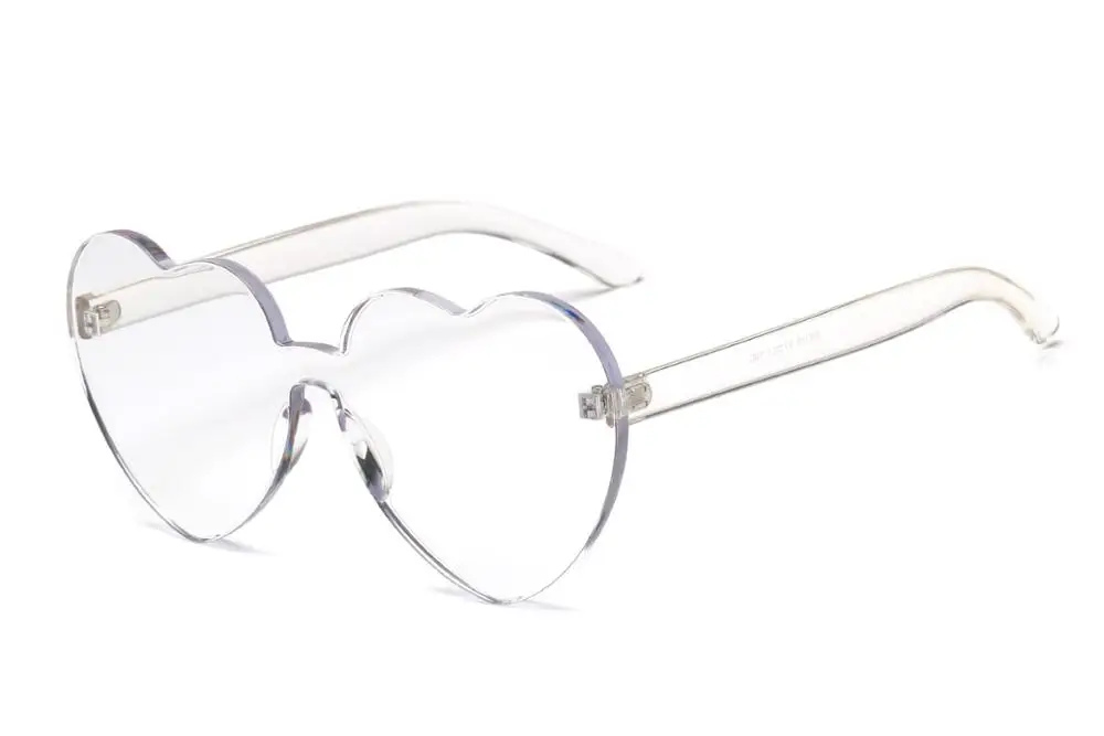 Новая мода без оправы винтажные любовные сердца солнцезащитные очки для женщин Роскошные брендовые дизайн солнцезащитные очки для женщин UV400 oculos de sol - Цвет линз: Прозрачный