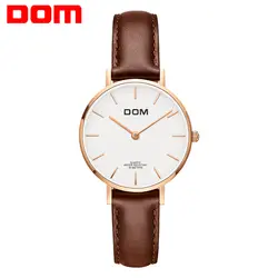 DOM Стиль Кварцевые для женщин часы лучший бренд класса люкс часы модные повседневное женские наручные часы платье кожа Relojes G-36GL-7M1