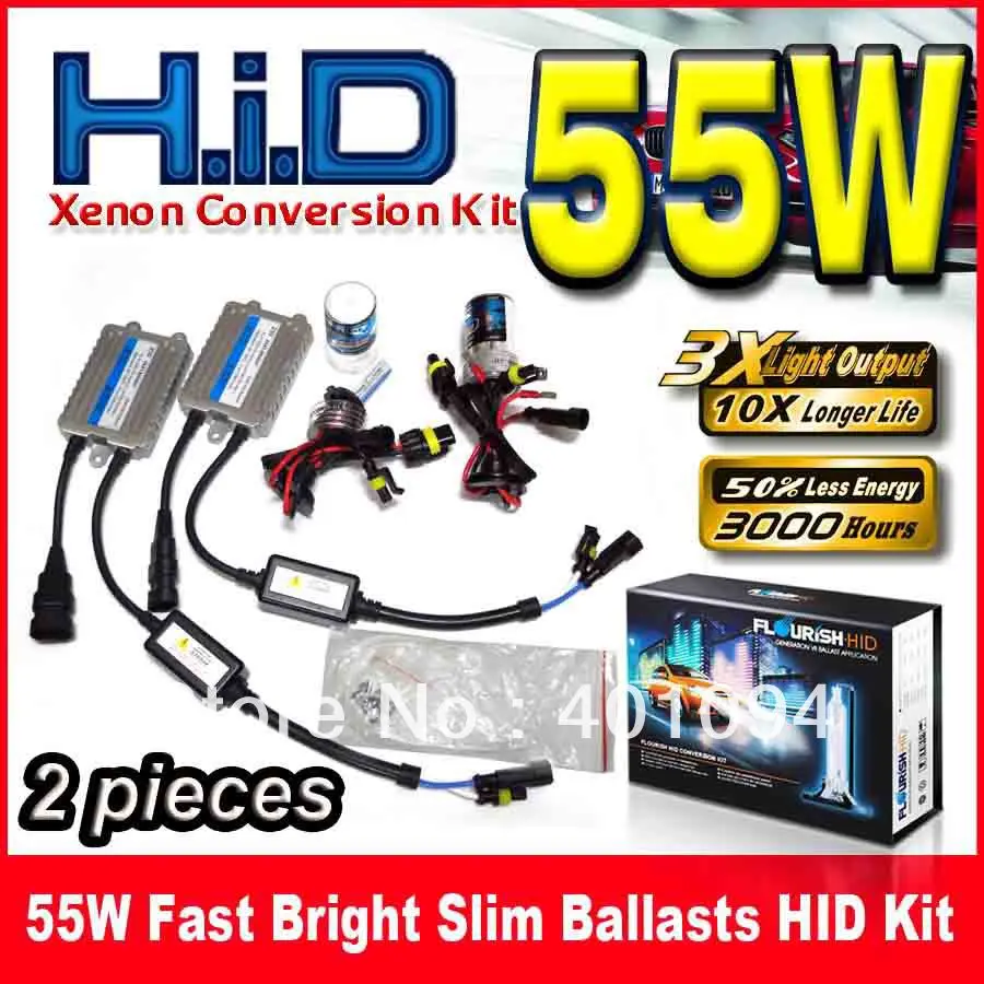 2 Sets 55W Fast Bright Ultra Slim Ballasts HID Xenon Conversion Kits