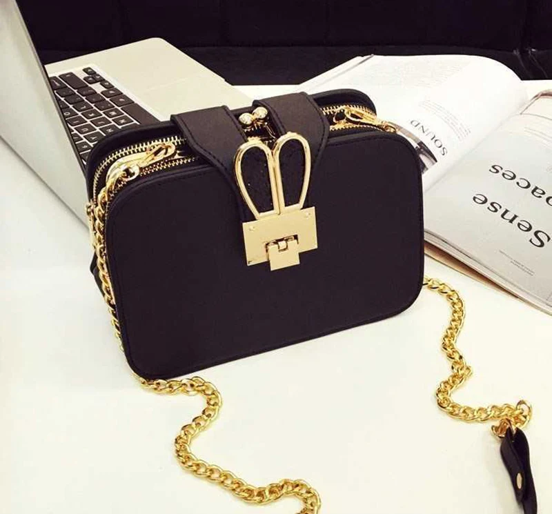 Women Handbags Casual Rabbit Ear Crossbody Shoulder Bags Fashion Chain Designer PU Leather Metal Lock Mini Square Bag SS0417 (11)