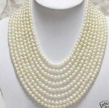 

ZSR35 PO23 FREE shipping&gt; &gt;&gt;&gt;&gt;Beautiful 8 Rows 6-7mm White Freshwater Pearl Necklace UHE4131