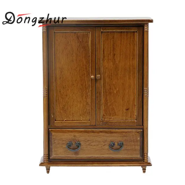 Cheapest Online Dongzhur Brown Wardrobe Dollhouse Mini Furniture