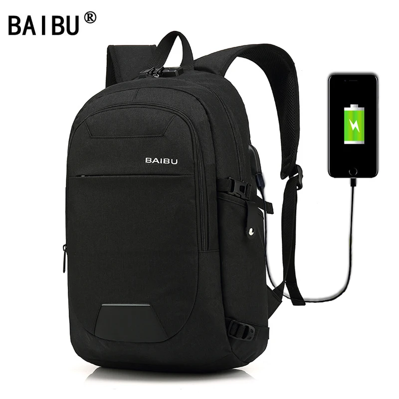 

Baibu Men Backpack Multifunctional Cipher Lock Anti theft 15.6inch Laptop Backpack Waterproof Teens School Bag Mochila Feminina