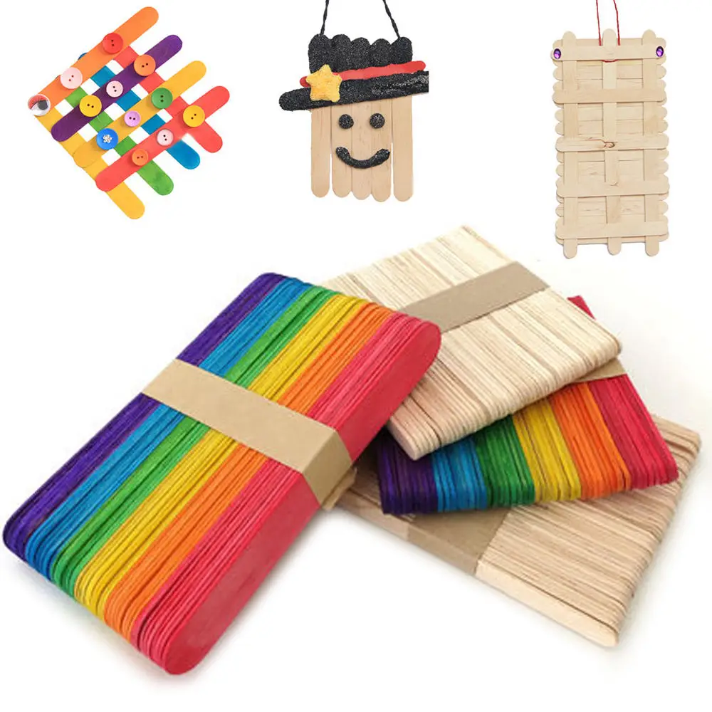 Kids Intelligence Educational Toys Wooden Popsicle Sticks Hand Crafts