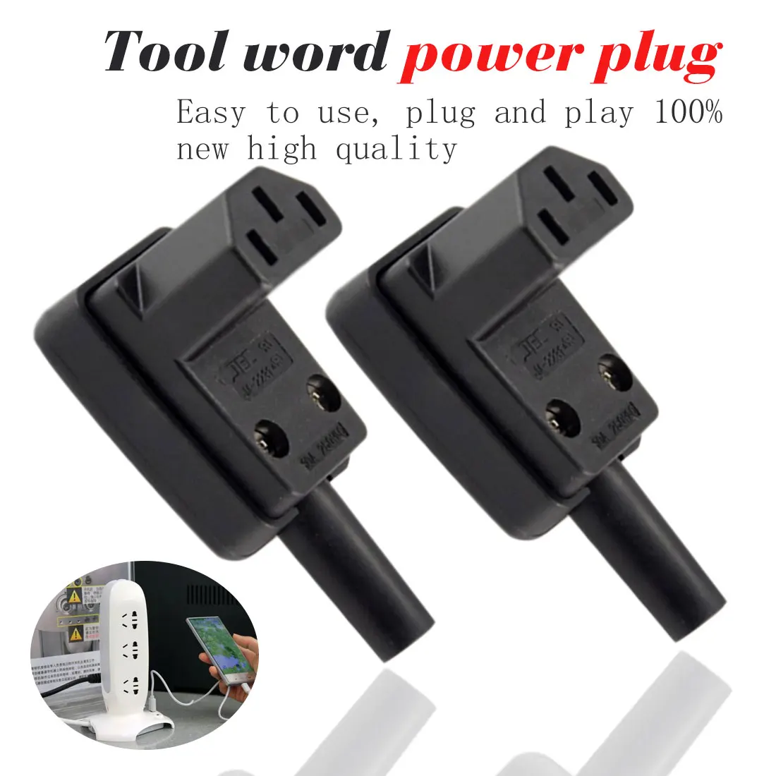 AC Power Plug 90 Degree Angled IEC 320 C13 Female Plug 3 pole AC 10A