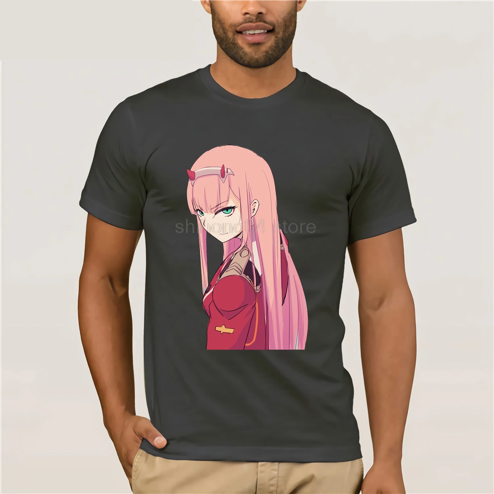 Уличная Zero Two Strelitzia Darling in the Franxx черная футболка для взрослых с короткими рукавами