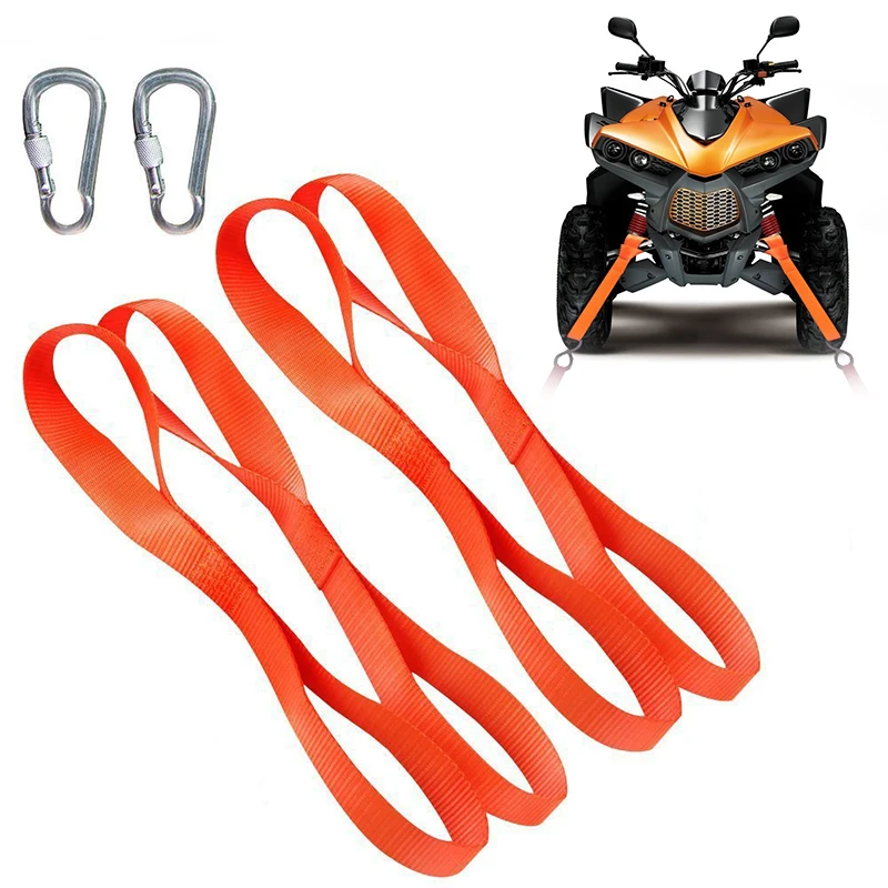 CAR partment 4pcs Orange Universal Soft Loop Motorcycle Tie Down Straps For Motocross Motorbike
