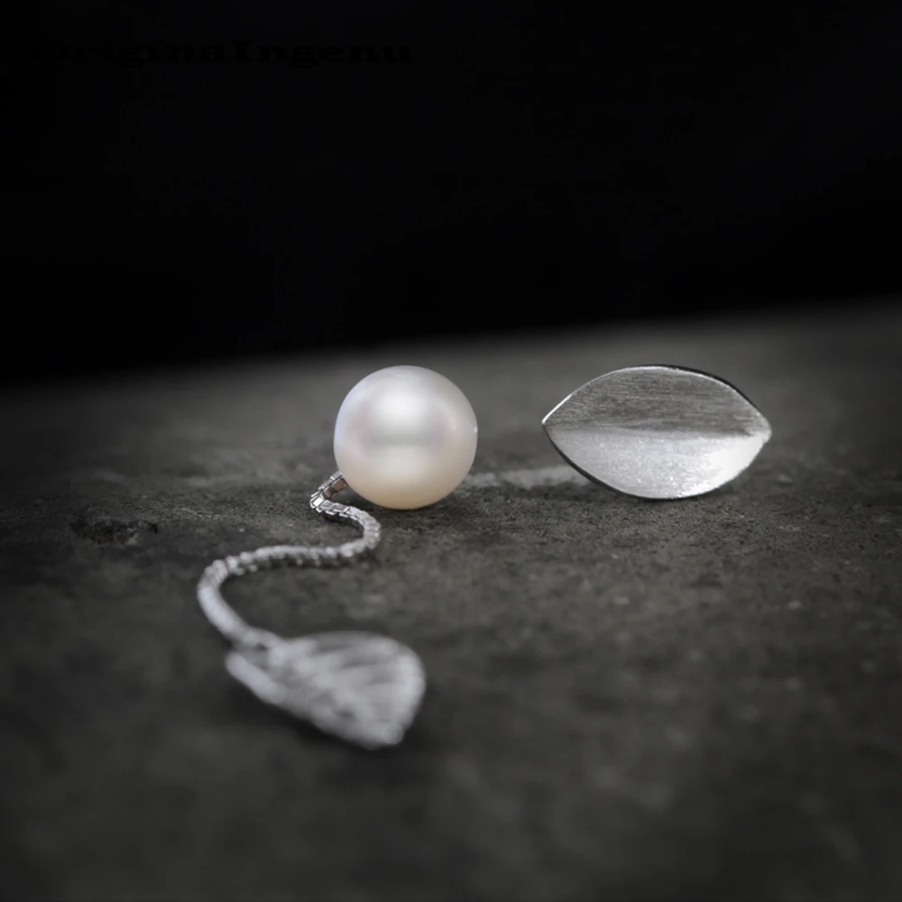 

925 Silver Pearl Earrings Jewelry Oorbellen Charm Leaves Vintage Minimalism Creative Birthday Gift Brincos Earrings for Women