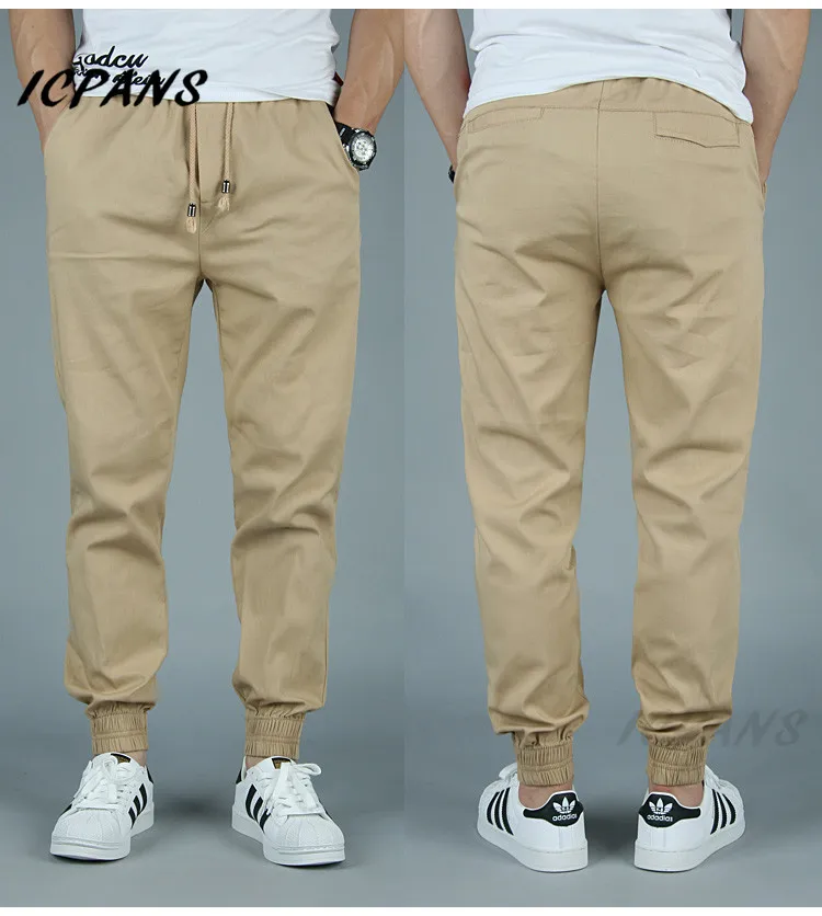 ICPANS Men Pant Cargo Joggers Cotton Elastic Jogger Men Casual Pants Khaki Black Mens Trousers Summer 2019 Plus Size XXXL 