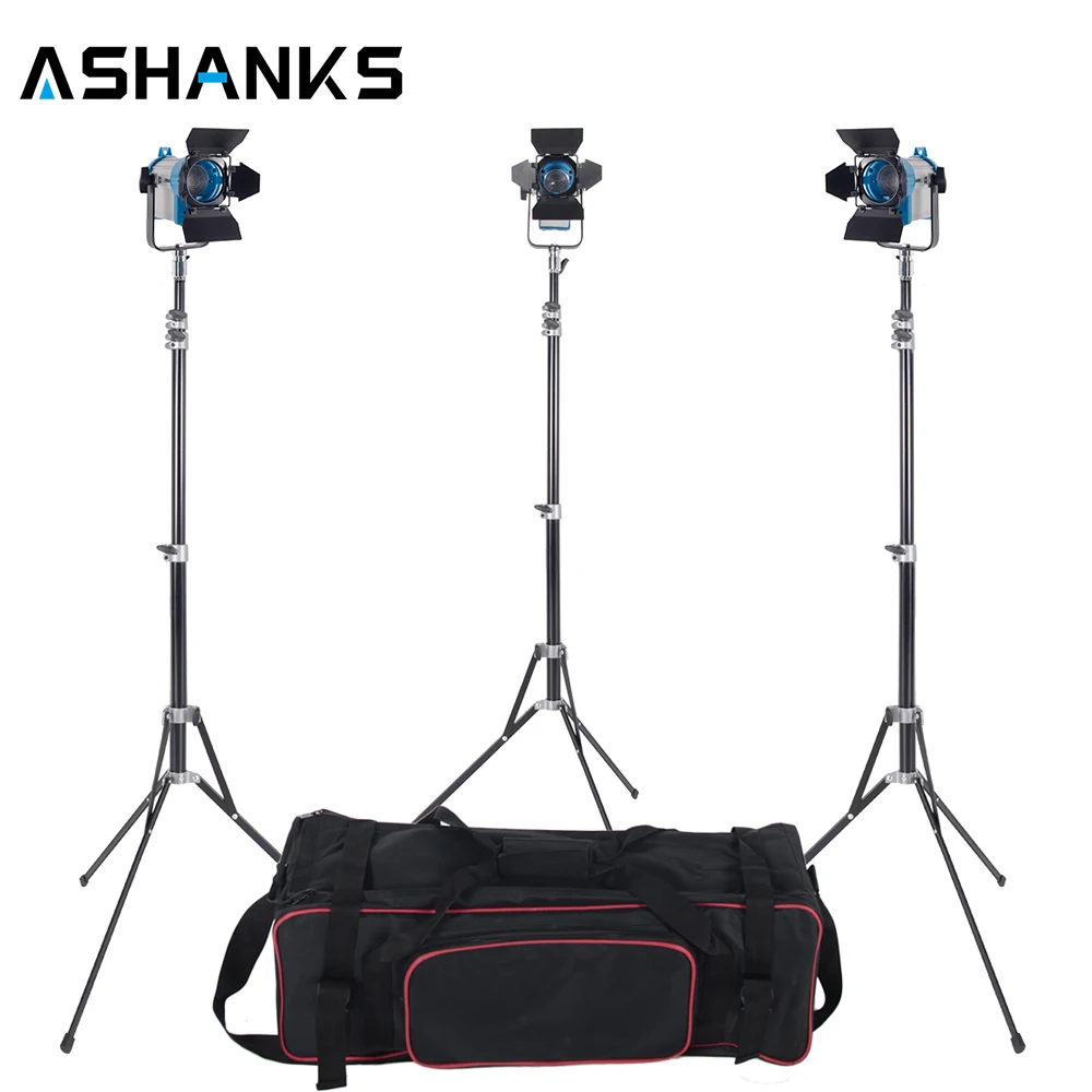 

3 X 150W Studio fresnel tungsten light fixture with dimmer control Spotlight Video Light Kit Lighting with Carry Case and Stand