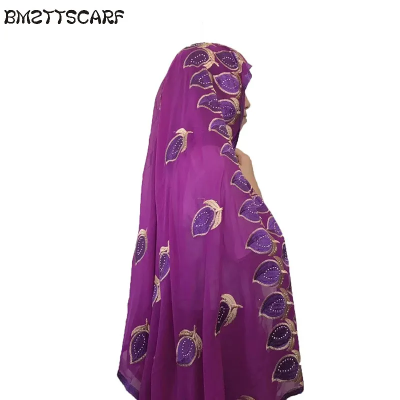 

african scarfs ,muslim embroidery chiffon big scarf for shawls wraps BM354