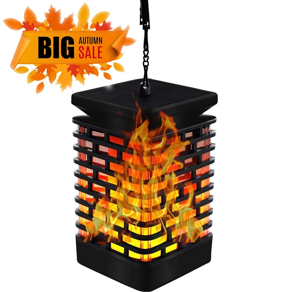 

Solar Lights Flicking Flame Outdoor Solar Lantern Lamp Light Solar Powered LED Waterproof Hanging Light for garden yard pathway