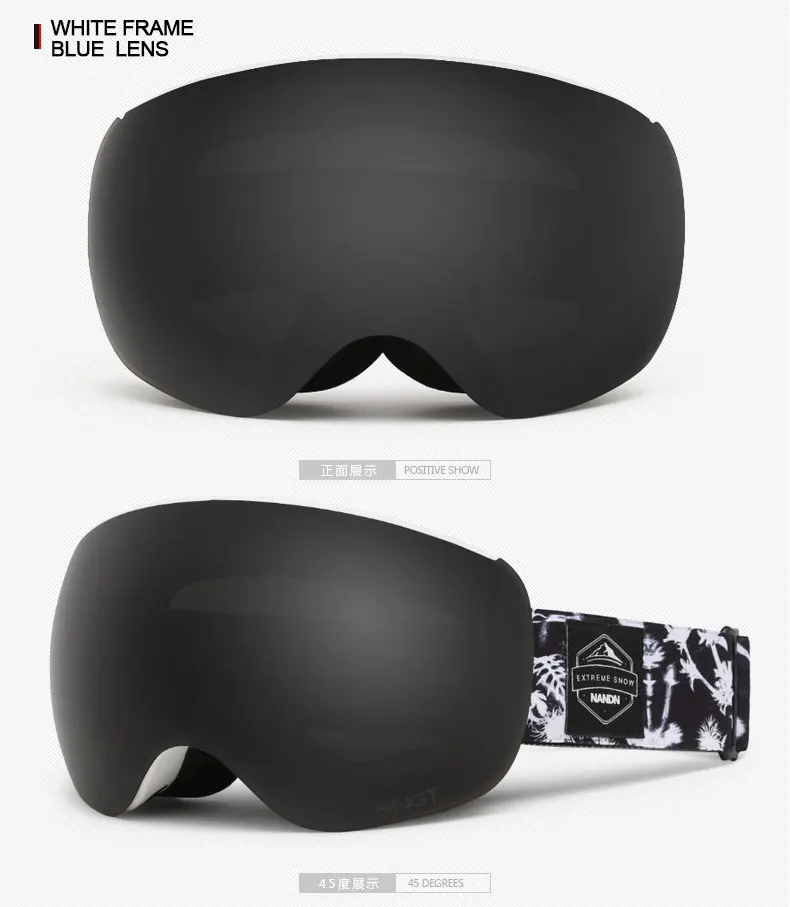 NANDN Brand Ski Goggles Men Women Snowboard Goggles Ski Glasses UV400 Protection Snow Skiing Glasses Anti-fog Ski Mask NG10