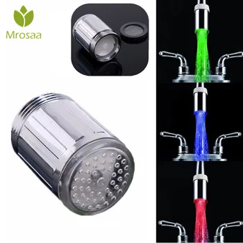 

1 Pc Mrosaa M24 LED Faucet Light Tap Nozzle Heads Temperature Sensor 3 Color Changing RGB Glow Bathroom Faucet Nozzle Aerators