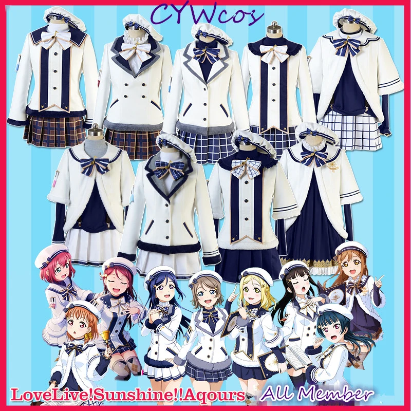 

Love Live Sunshine Aqours All Member Christmas Choir Ohara Mari Kurosawa Ruby Chika Uniforms Women Dresses Cosplay Costume