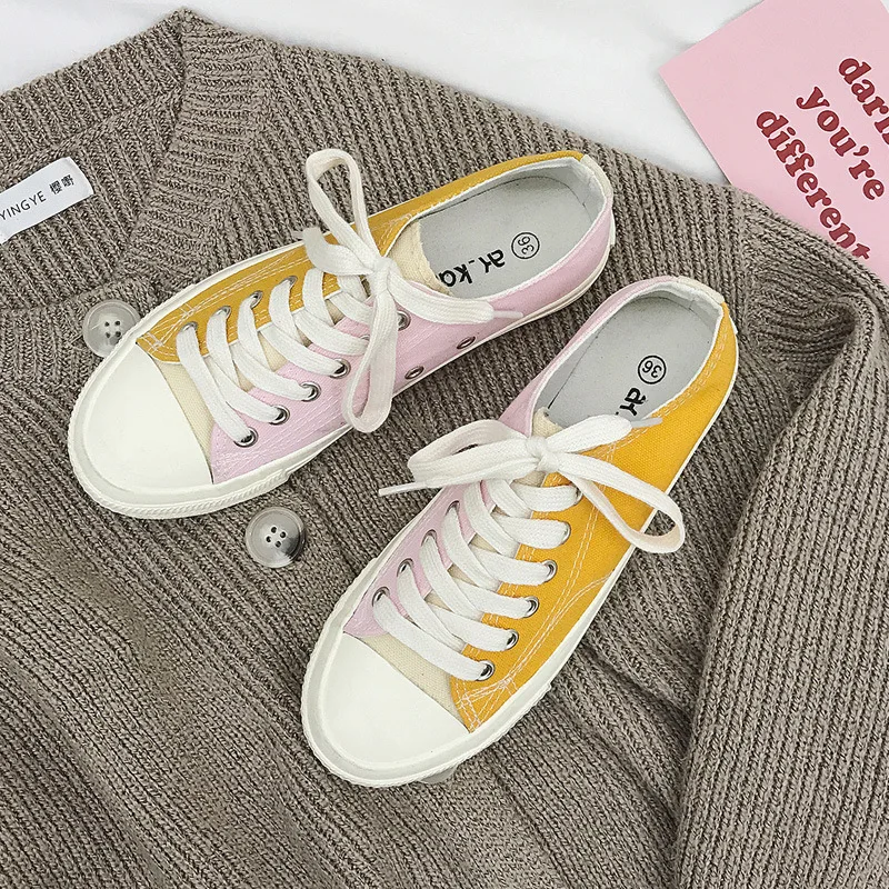 

8027 canvas shoes female 2019 new wild net red Korean student shoes Harajuku ulzzang