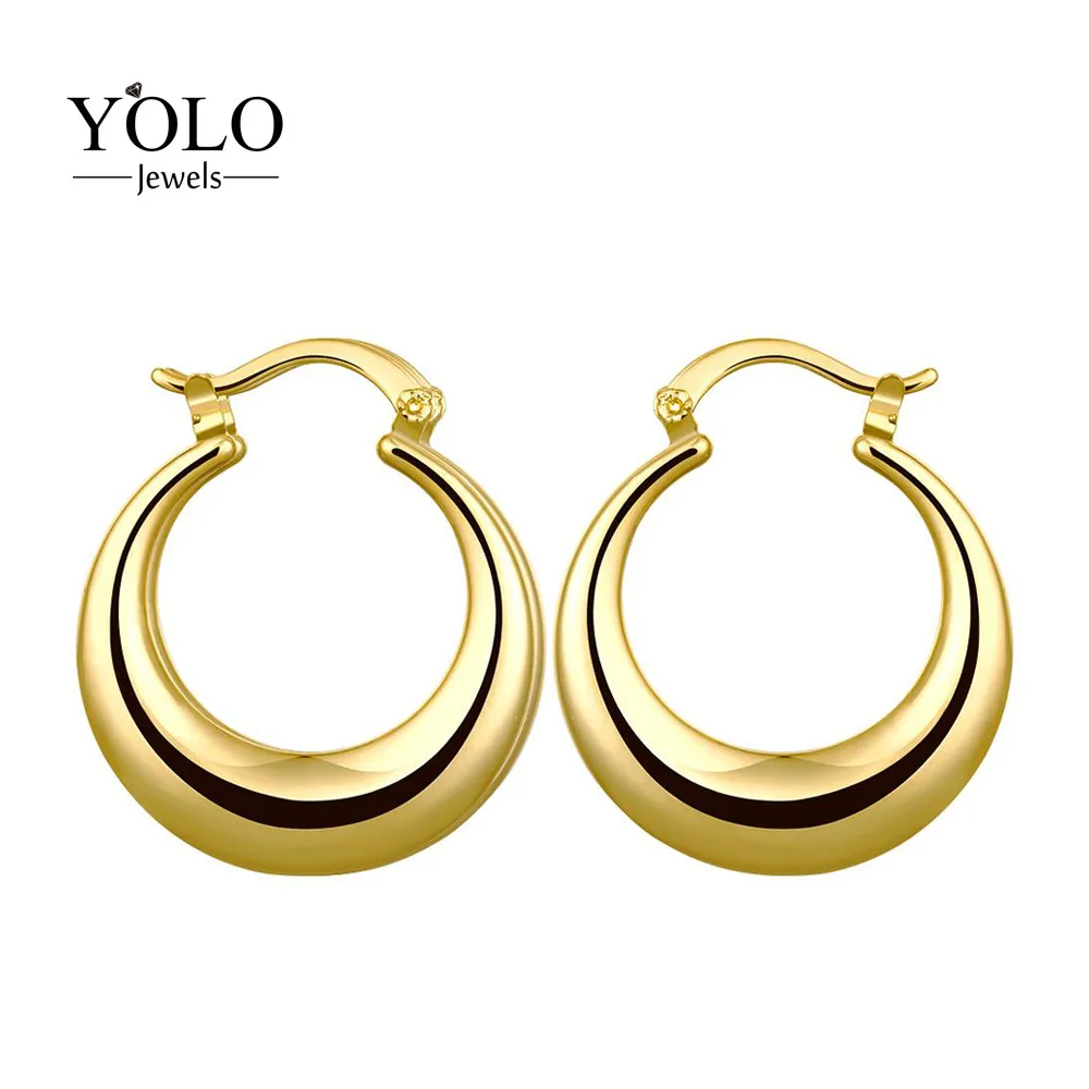 

Round Hyperbole Hollow Style Hoop Earrings for Women Gold Color Metal Earring for Sensitive Ears Love Gift Party Earrings