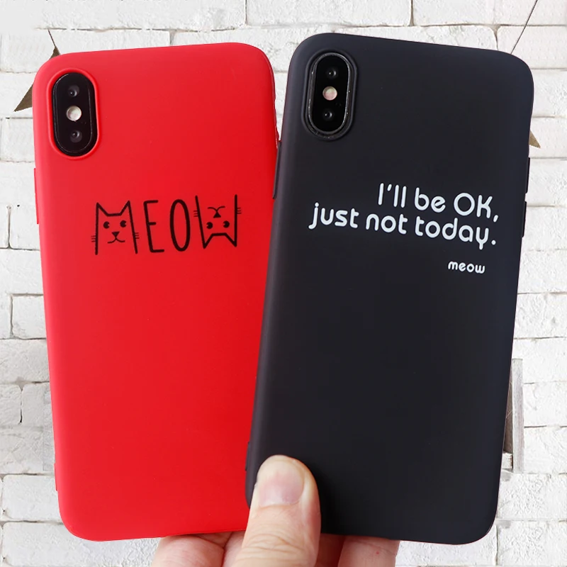 Модные телефонные Шкафы для IPhone X XS MAX XR 8 7 6 s плюс Чехол мяу Письмо Мягкий
