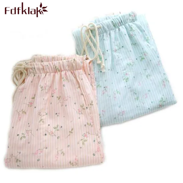 

Spring Summer Women's Sleep Bottoms Pajamas Pants Trousers Polka Dot Women Lounge Pants Loose Cotton Home Pant Plus Size E1059