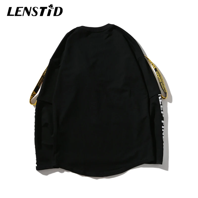 LENSTID Новинка 2019 года евро Америка High Street сбоку ленты хип хоп толстовки уличная для