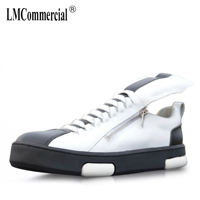 

British Fashion Business Leisure Men's Leather Breathable Low Shoes Double Zippers spring autumn summer casual shoes cowhide