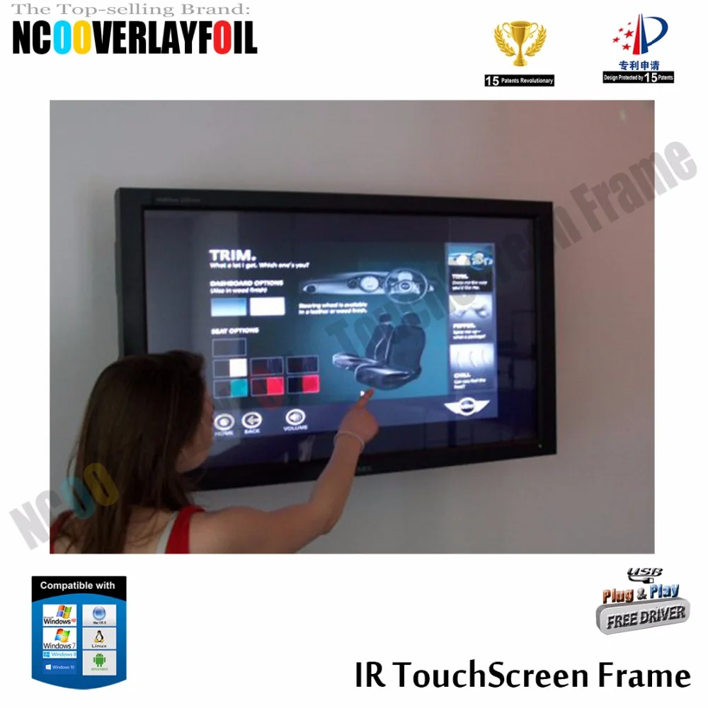 Бесплатная доставка 32 "10 точек ИК сенсорный экран панель подходит для АЗС