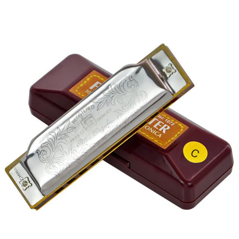 

Suzuki Folkmaster 1072 Standard Beginner Diatonic Blues Harmonica Gaita 10 Holes Key of A C D E F G Musical Instrument
