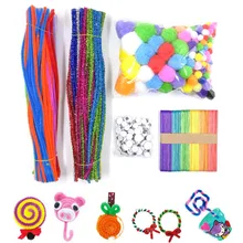 Детские 200 пушистые блестящие шенилловые стебли 150 шевелиться гуглые глаза 200 помпоны 50 рукоделия палочки Дерево DIY искусство и ремесло игрушка ручной работы