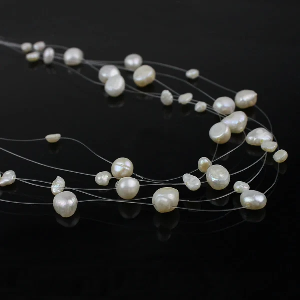 YYW 17 дюймов ювелирные изделия из пресноводного жемчуга ожерелье из натурального белого жемчуга ожерелье из нескольких нитей Чокеры ожерелье для женщин Свадебное