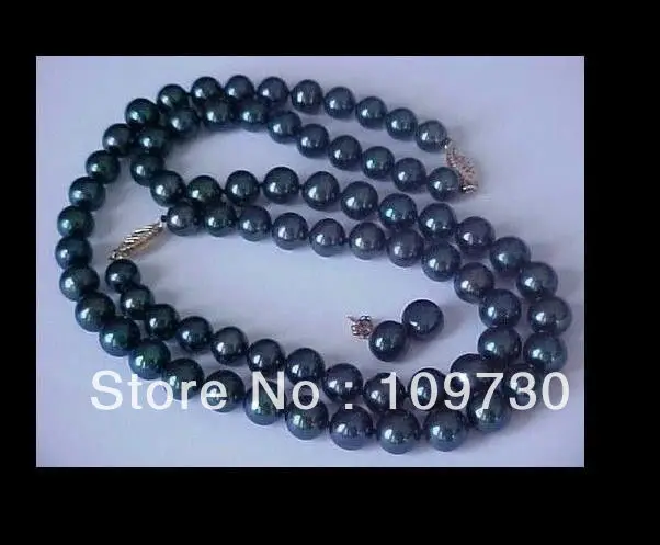 

A0503 Jewelry 00299 SET OF 9-10MM AAA GENUINE BLACK PEARL NECKLACE, BRACELET & EARRINGS SOLID 14KGP (0430)
