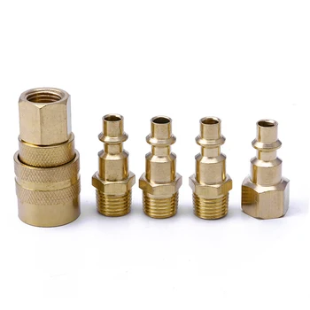 

5Pcs Brass Quick Coupler Set Solid Air Hose Connector Fittings 1/4" NPT Tools